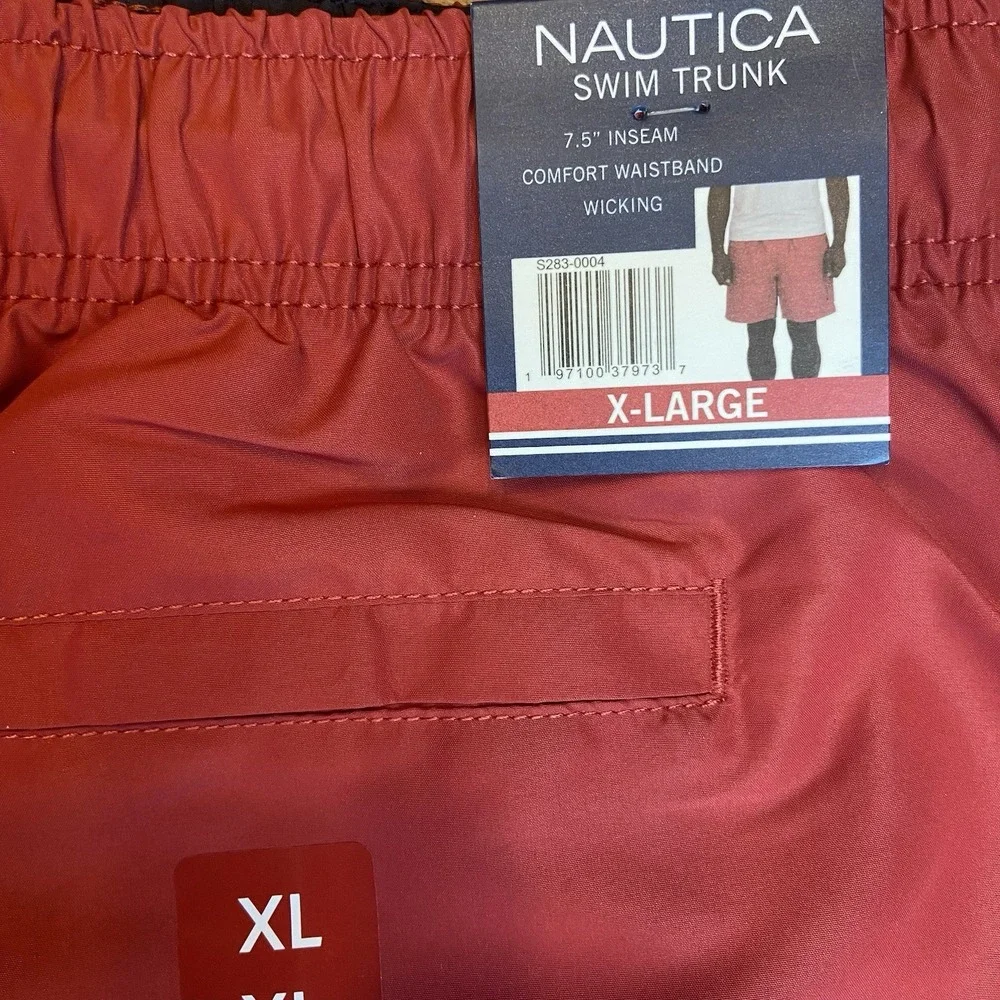 Nautica Swim Trunk Shorts Mens Size XL Red Classic Fit Moisture Wicking 7.5 New‎ - Picture 7 of 8